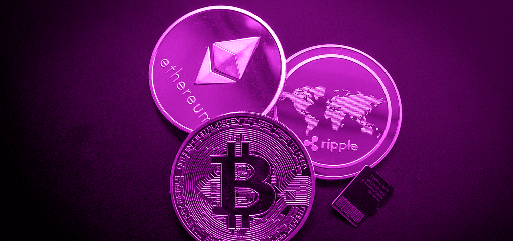 Purple image of cryptocurrencies