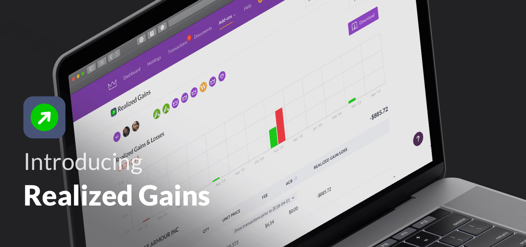 picture of realized gains dashboard