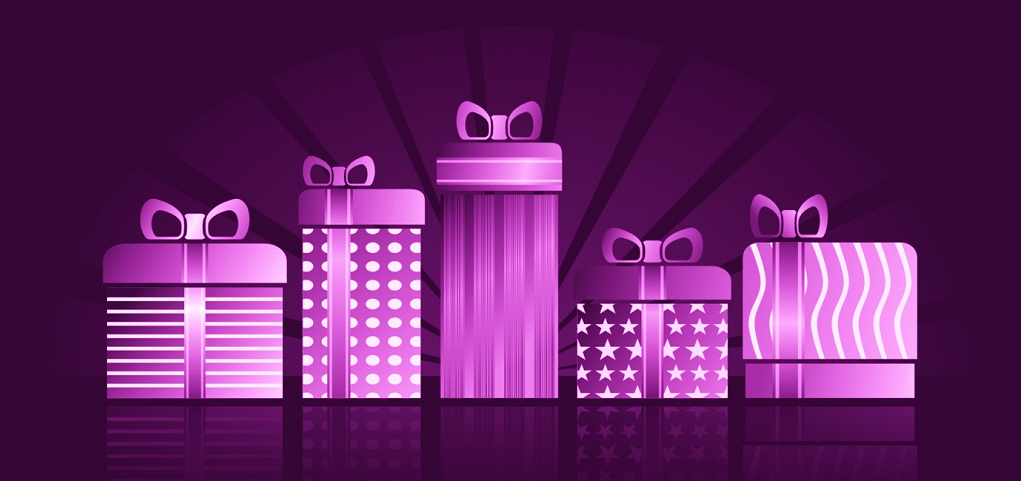 Picture of purple boxed presents