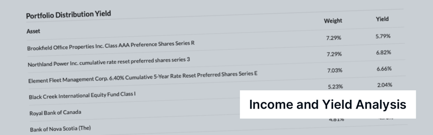 Portfolio analysis income