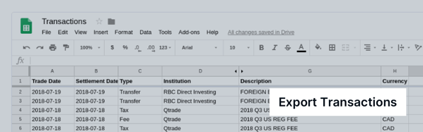 Export Questrade Transactions to Google Sheets